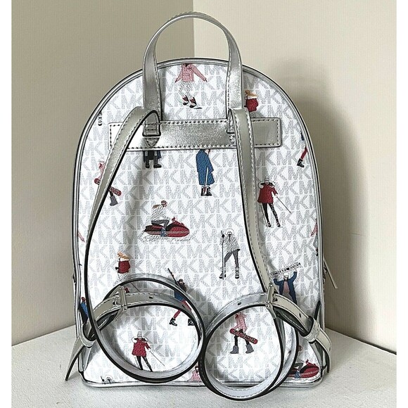 New Michael Kors Jet Set Girls Adina Medium Backpack Bright White Multi - Picture 5 of 6